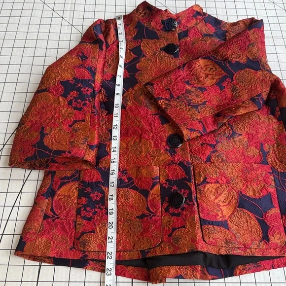 1960s Style Brocade Swing Jacket “Jackie O” Evening Coat • Mandarin Collar - Picture 7 of 15